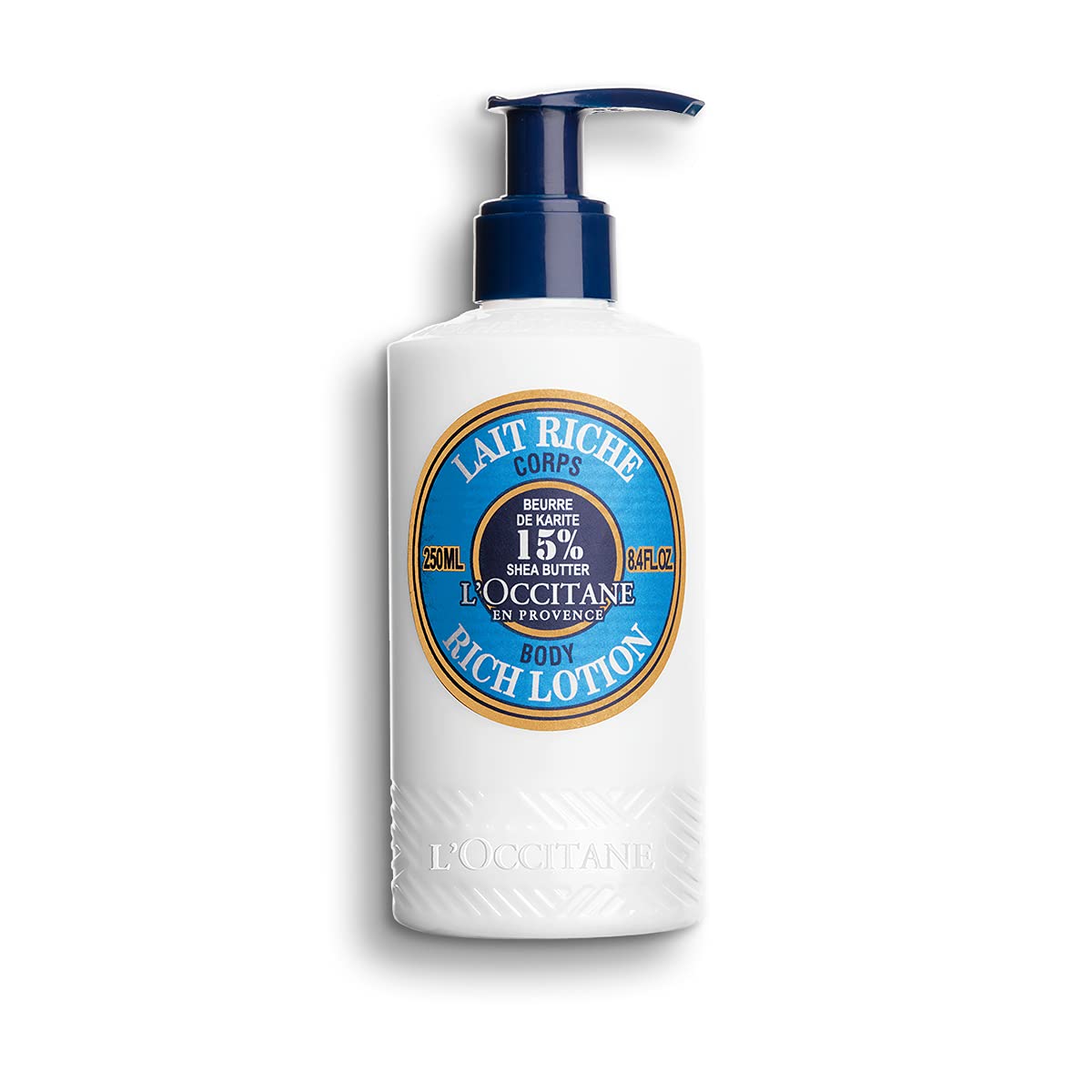 L'Occitane front packaging showing bottle and label for easy identification and trust