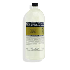 L'Occitane refill pouch front view showing label and size, convenient eco option
