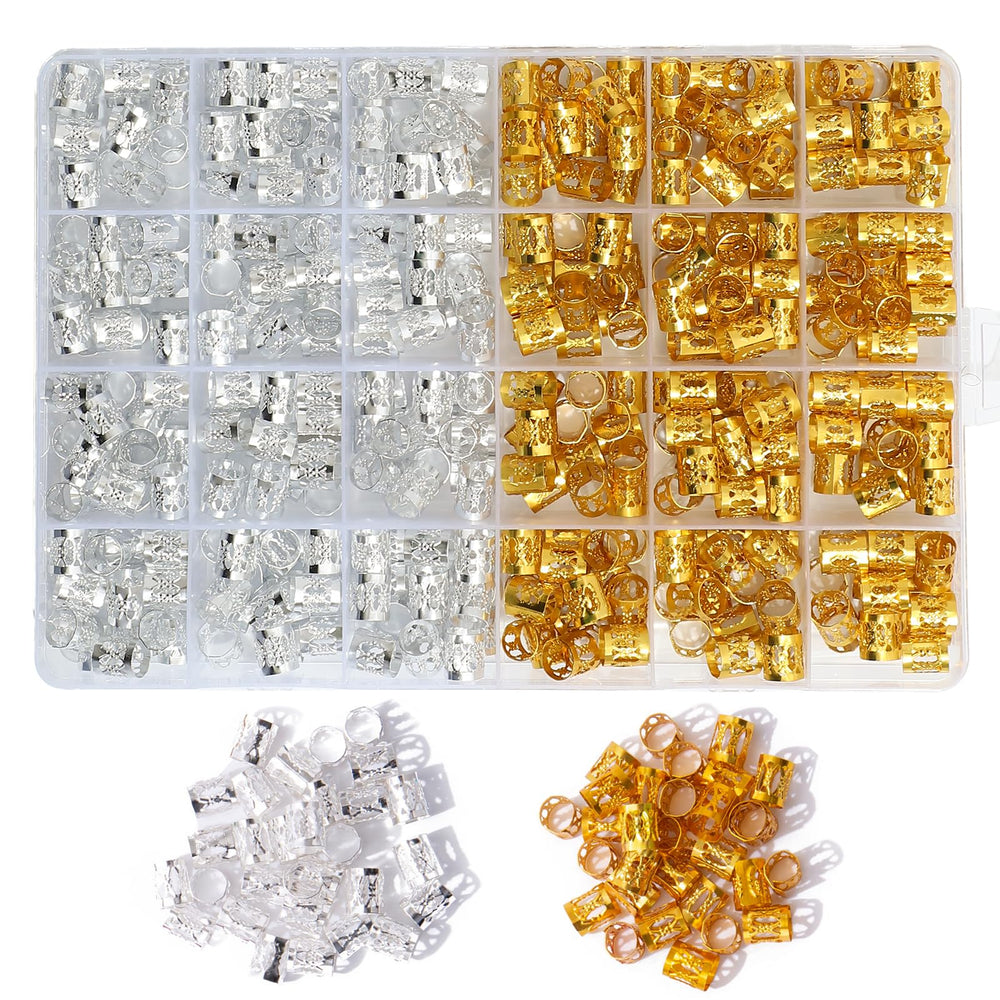 loceast front packaging showing 400 metallic hair cuffs, easy selection benefit