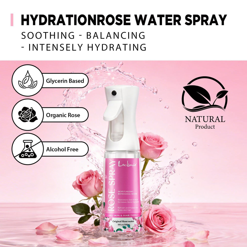 lockmio mist landing on cheek to show soothing hydration benefit: calms and moisturizes skin