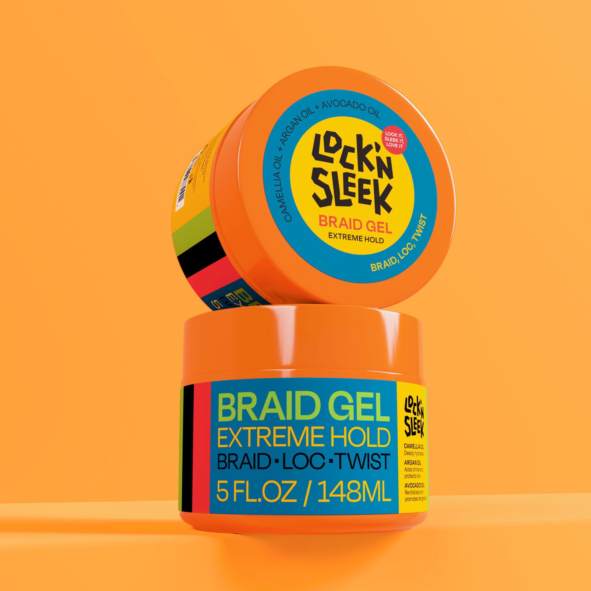 LOCK'N SLEEK label detail close-up reading key claims and ingredients clearly