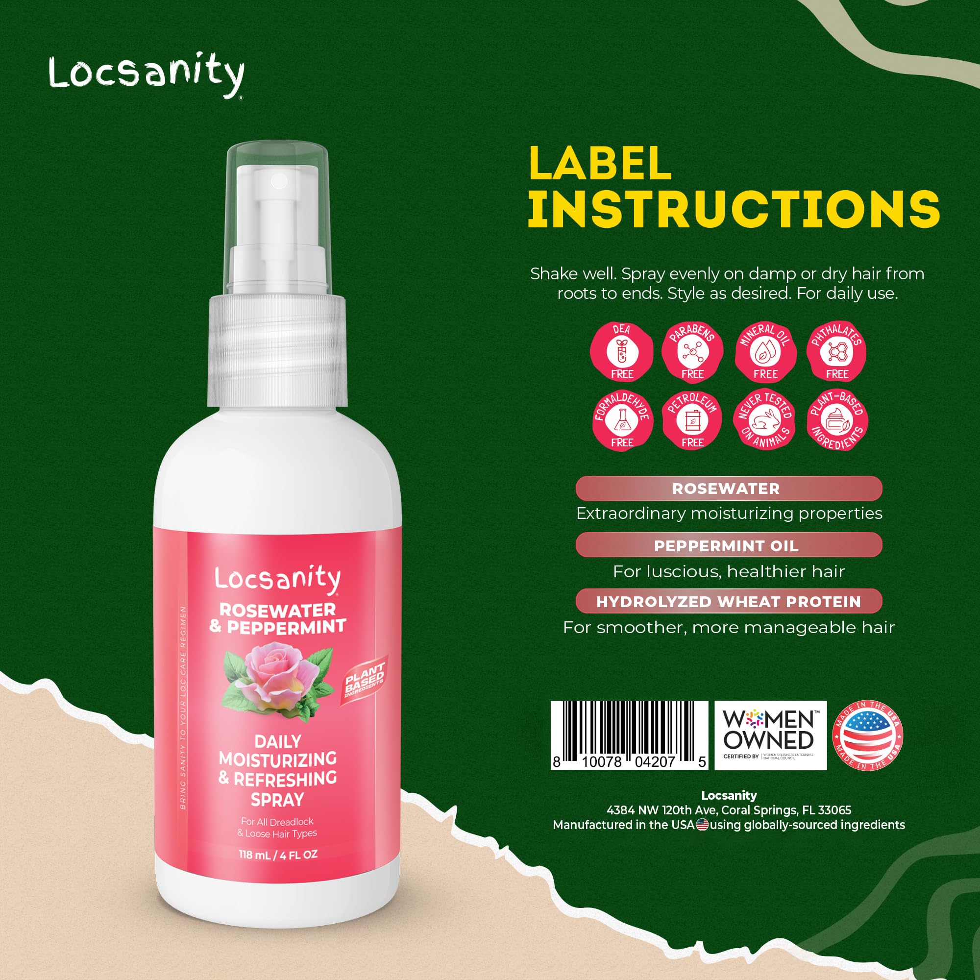 Locsanity ingredient label detail highlighting natural plant-based formula