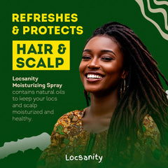 Locsanity bottle in hand to show scale and long-lasting 32 fl oz supply