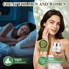 Person applying LOCYLEAF cream to face and neck for hydrated firmer-looking skin benefit