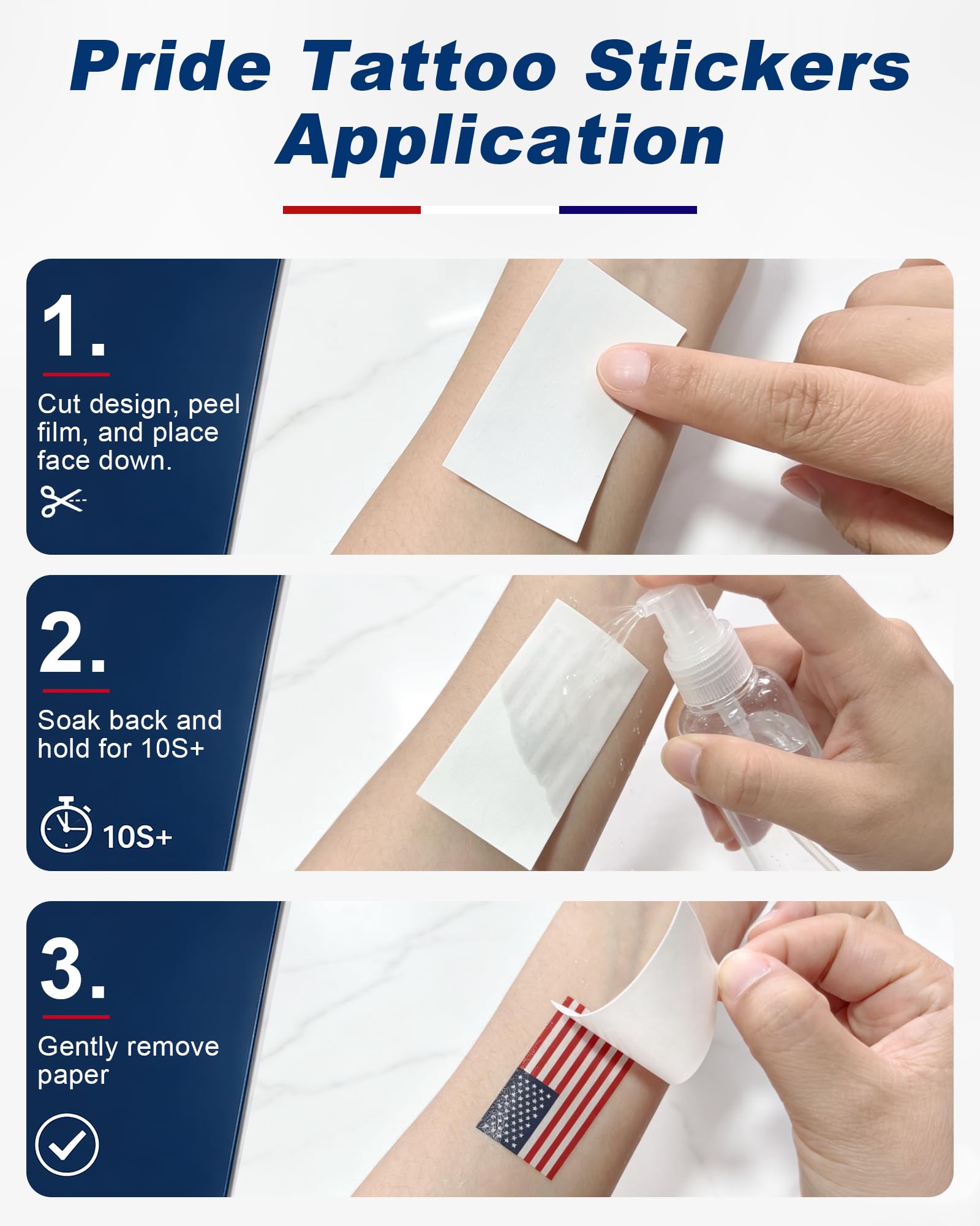 LOGNEW close-up of the red white blue stripe stick texture, clear multi-color application