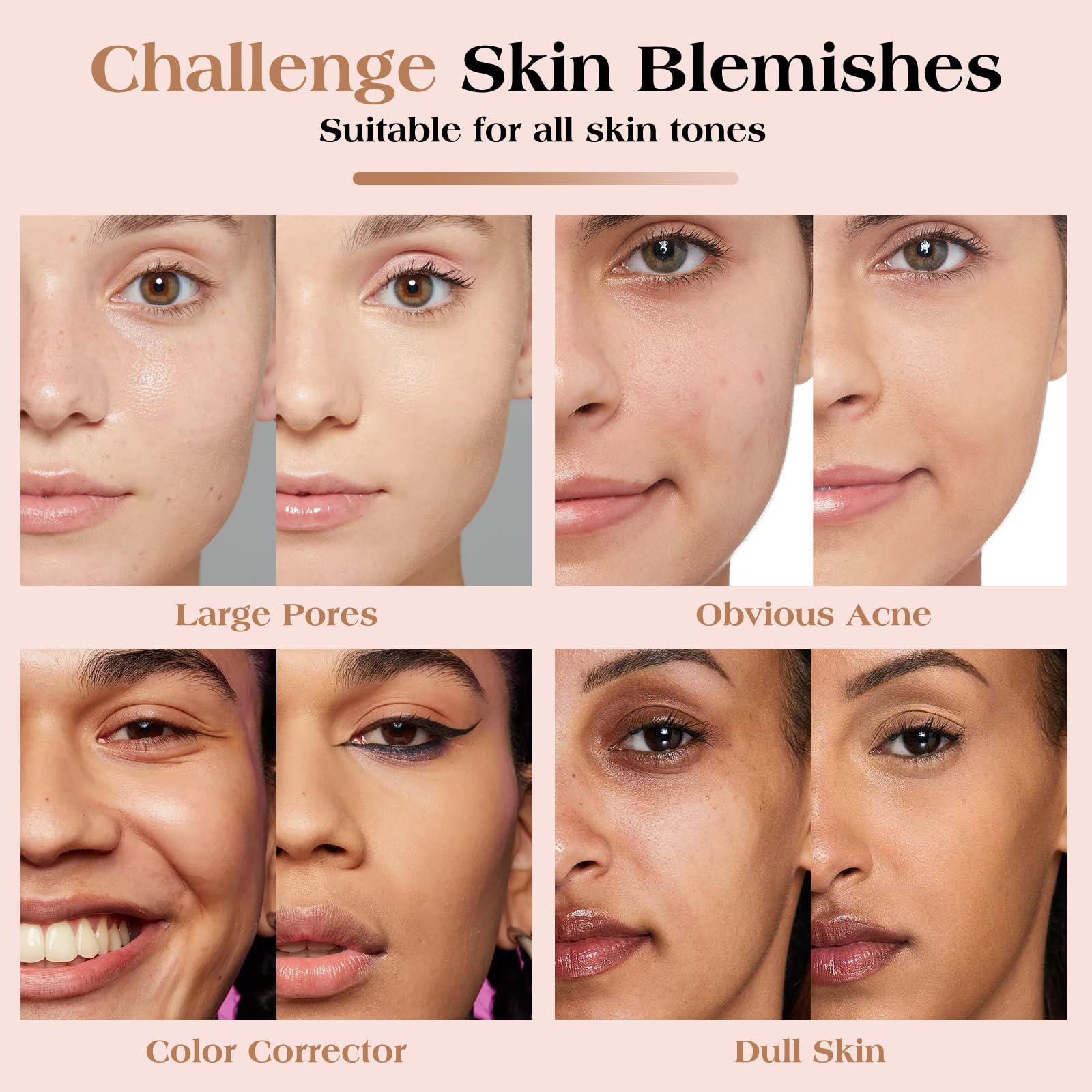 LOKFAR eight shades layout offering shade range for diverse skin tones