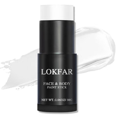 LOKFAR front view of white paint stick showing label and full-coverage benefit