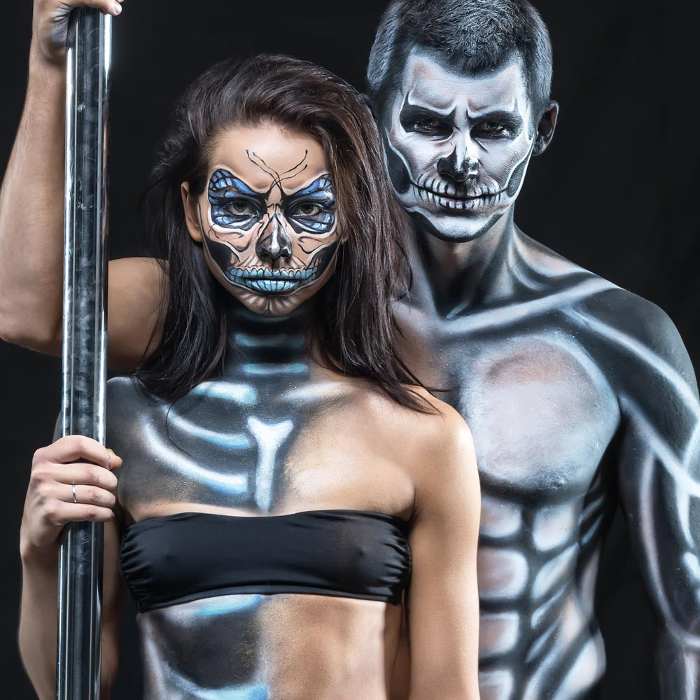 LOKFAR full-face grey zombie cosplay showcasing dramatic, opaque stage-ready color
