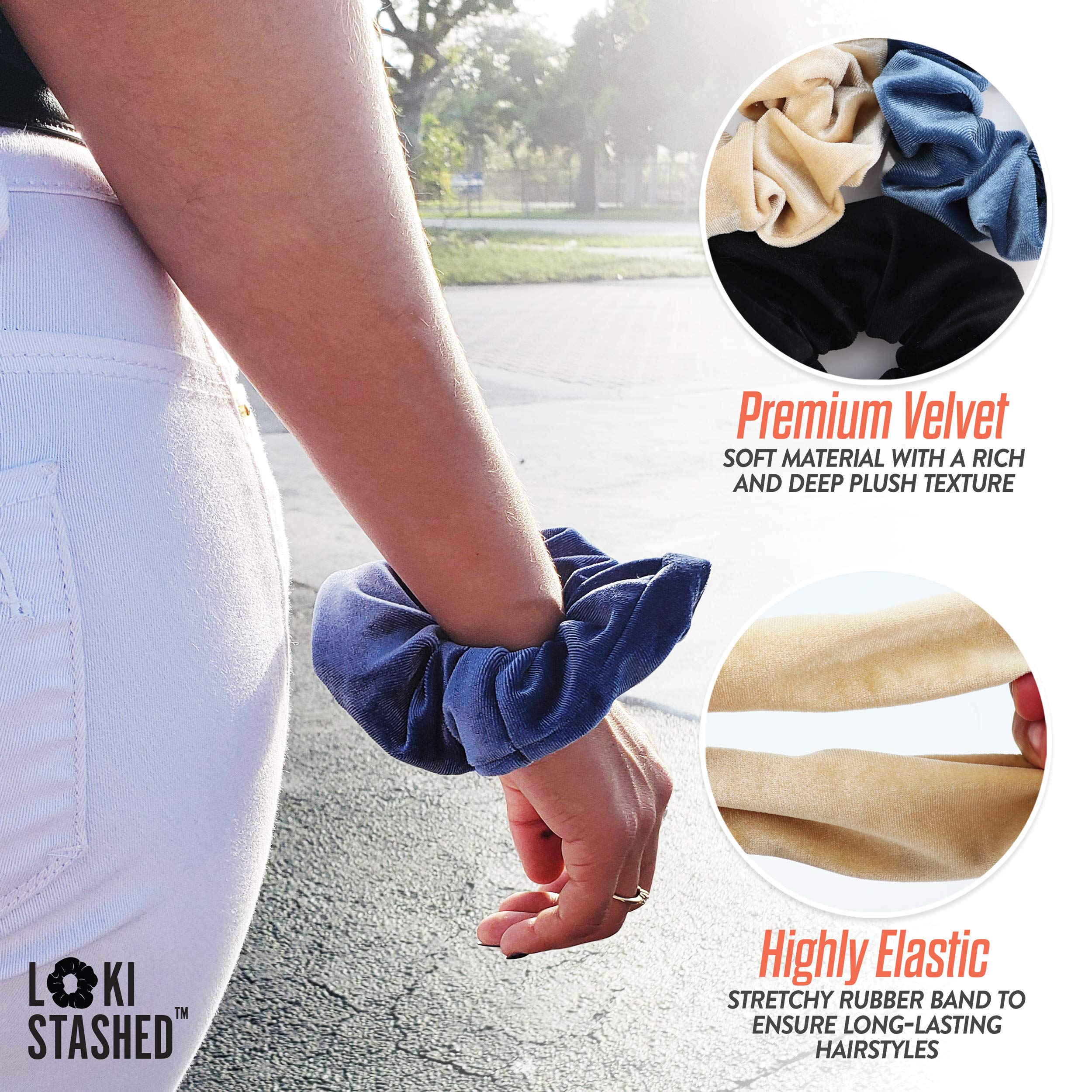 LokiStashed scrunchie worn in a ponytail demonstrating secure hold and hands-free convenience