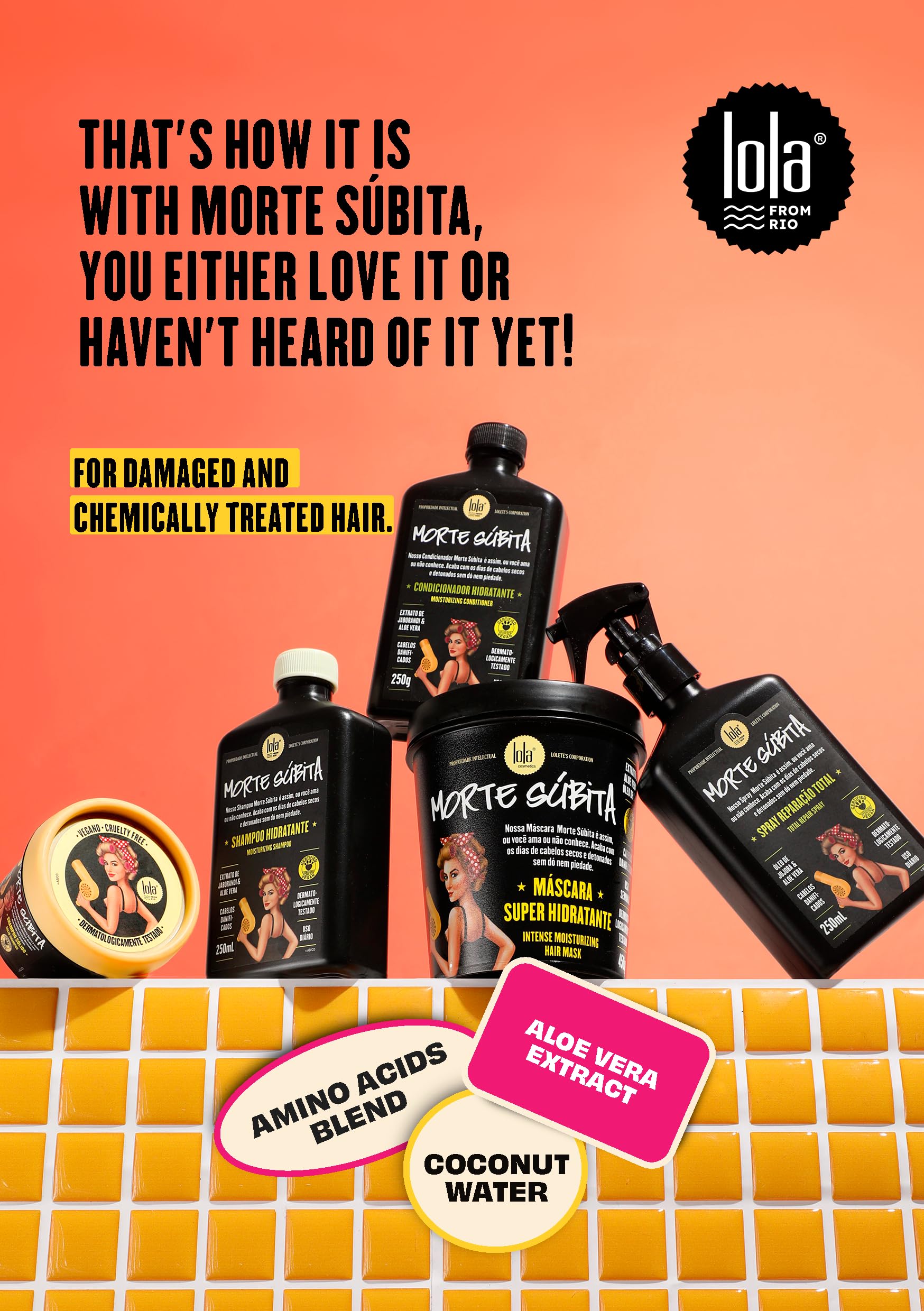 Lola From Rio shampoo in bathroom setting showing use and nourishing routine