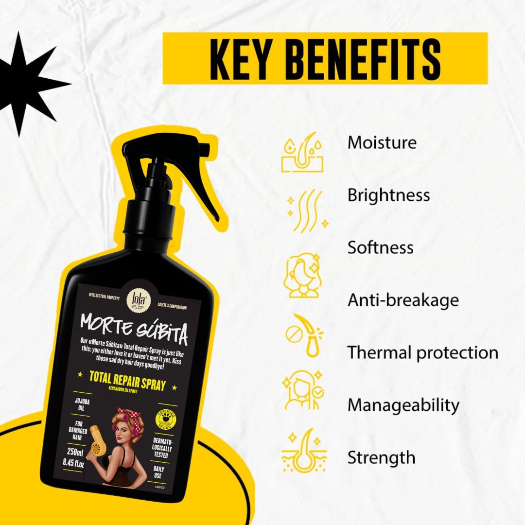 Applying Lola spray to wet hair for detangling and protection