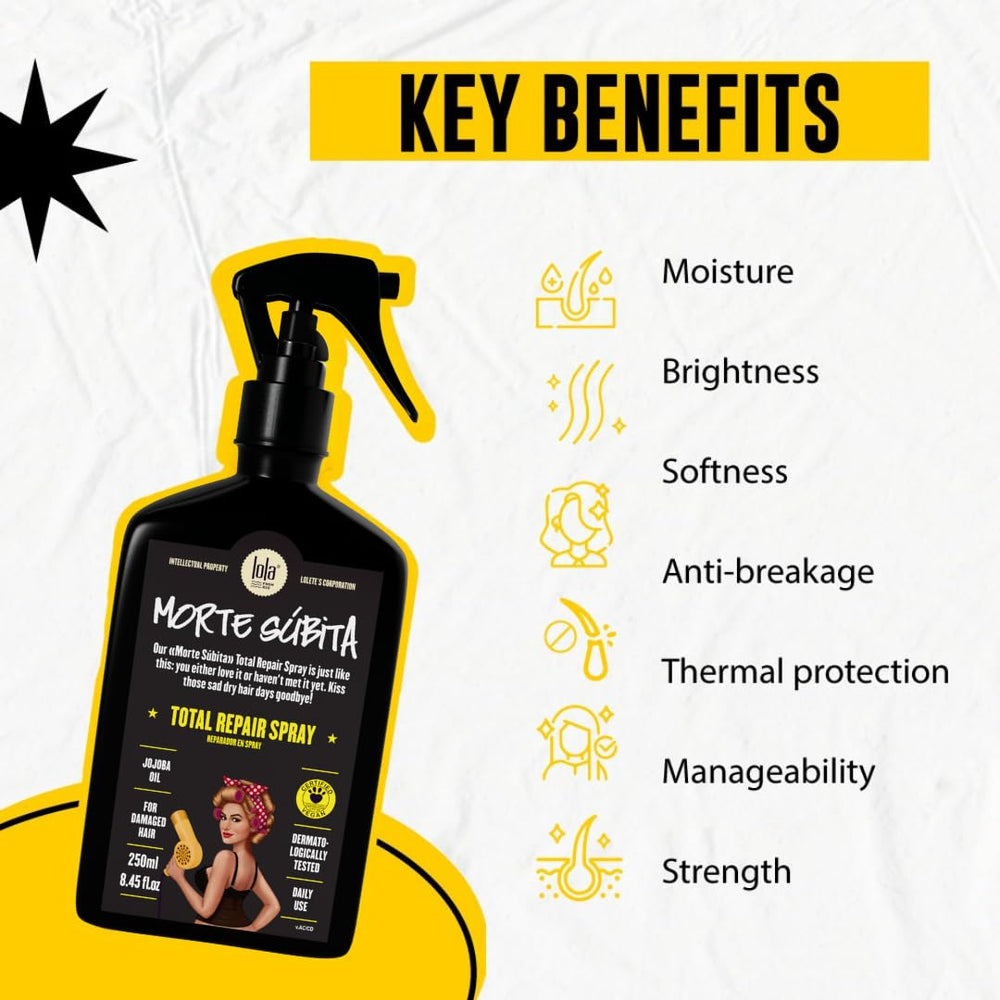 Applying Lola spray to wet hair for detangling and protection