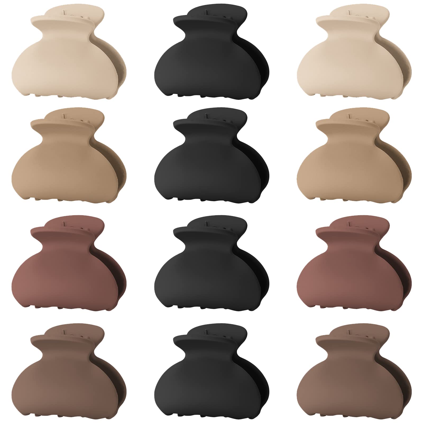 Lolalet front view of 12-pack clips showing colors and compact size for easy styling