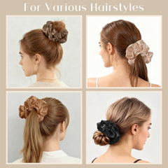 Lolalet scrunchie stretched to show elastic strength and secure hold for thick hair