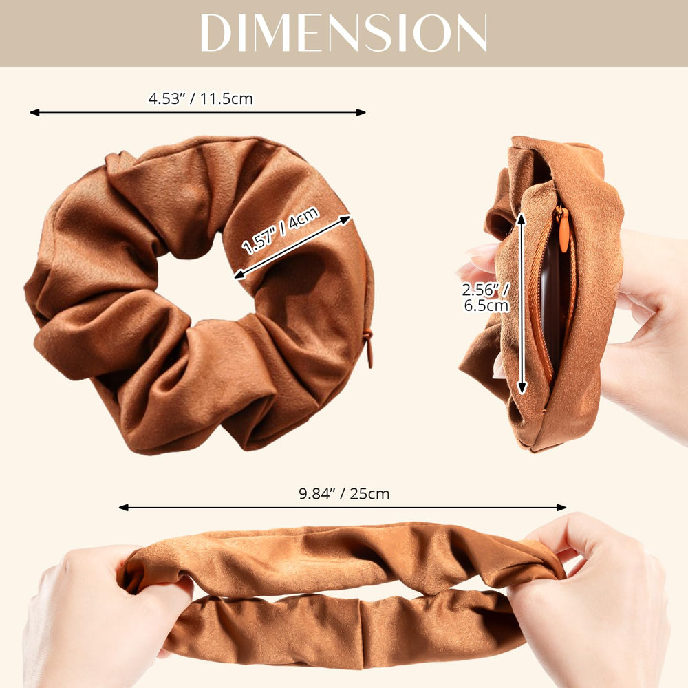 Lolalet scrunchie next to a coin showing compact size and portability