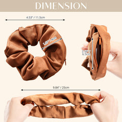 Lolalet scrunchie next to a coin showing compact size and portability
