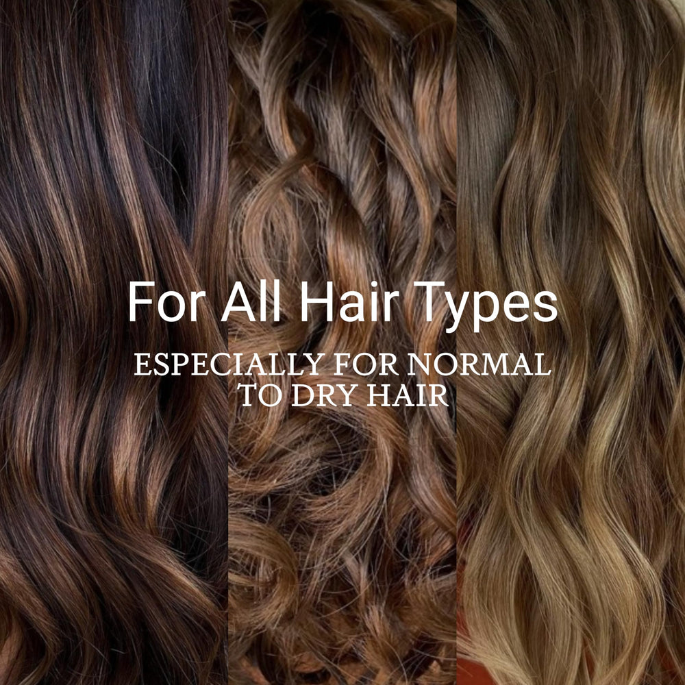 Loma before and after strand showing smoother, shinier hair