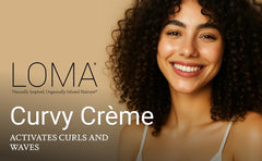 Loma Curvy Crème used while diffusing hair showing added volume benefit
