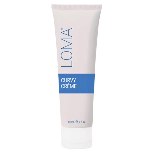 Loma Curvy Crème front packaging showing bottle and clear branding benefit defines curls