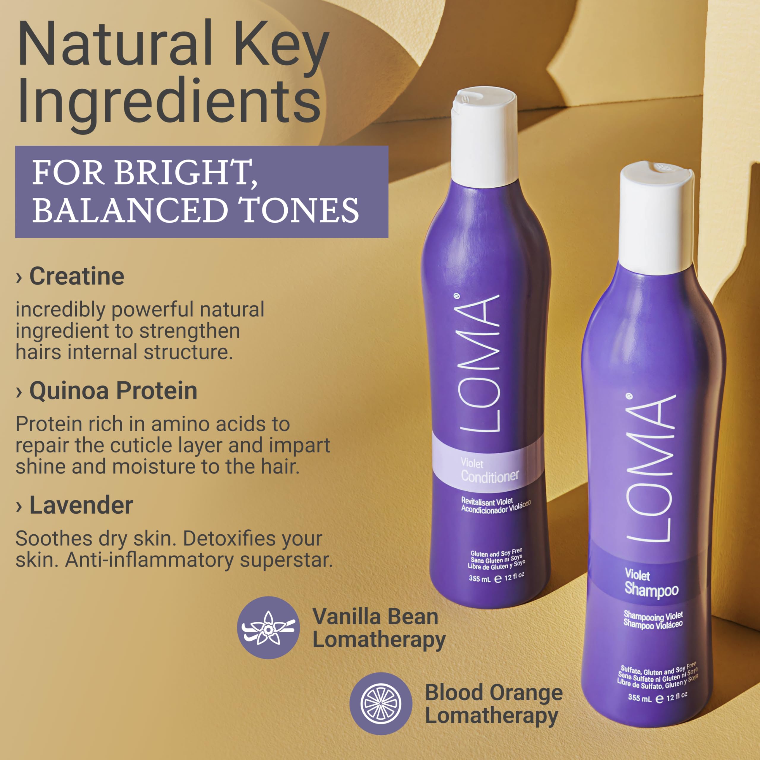 Loma duo bottles side-by-side showing matching toning system