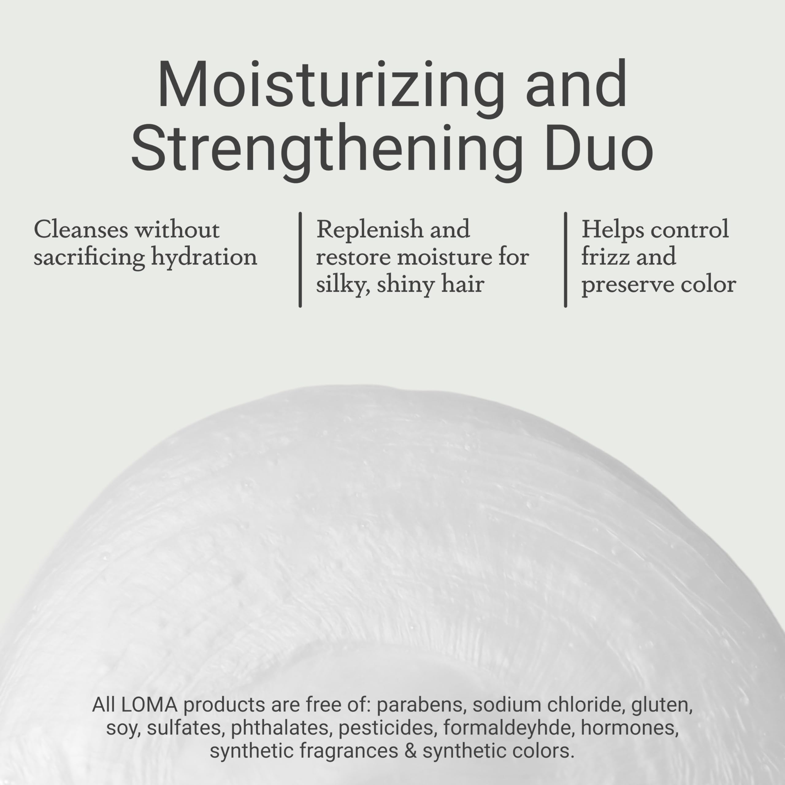 Loma shampoo lather on wet hair illustrating gentle cleansing