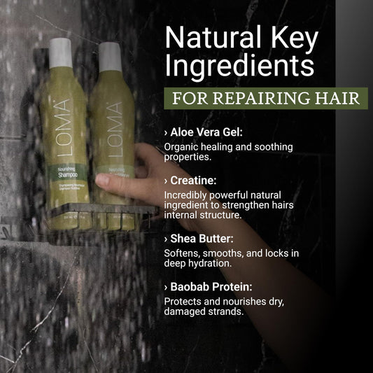 Loma shampoo texture close-up demonstrating creamy lather and gentle cleanse