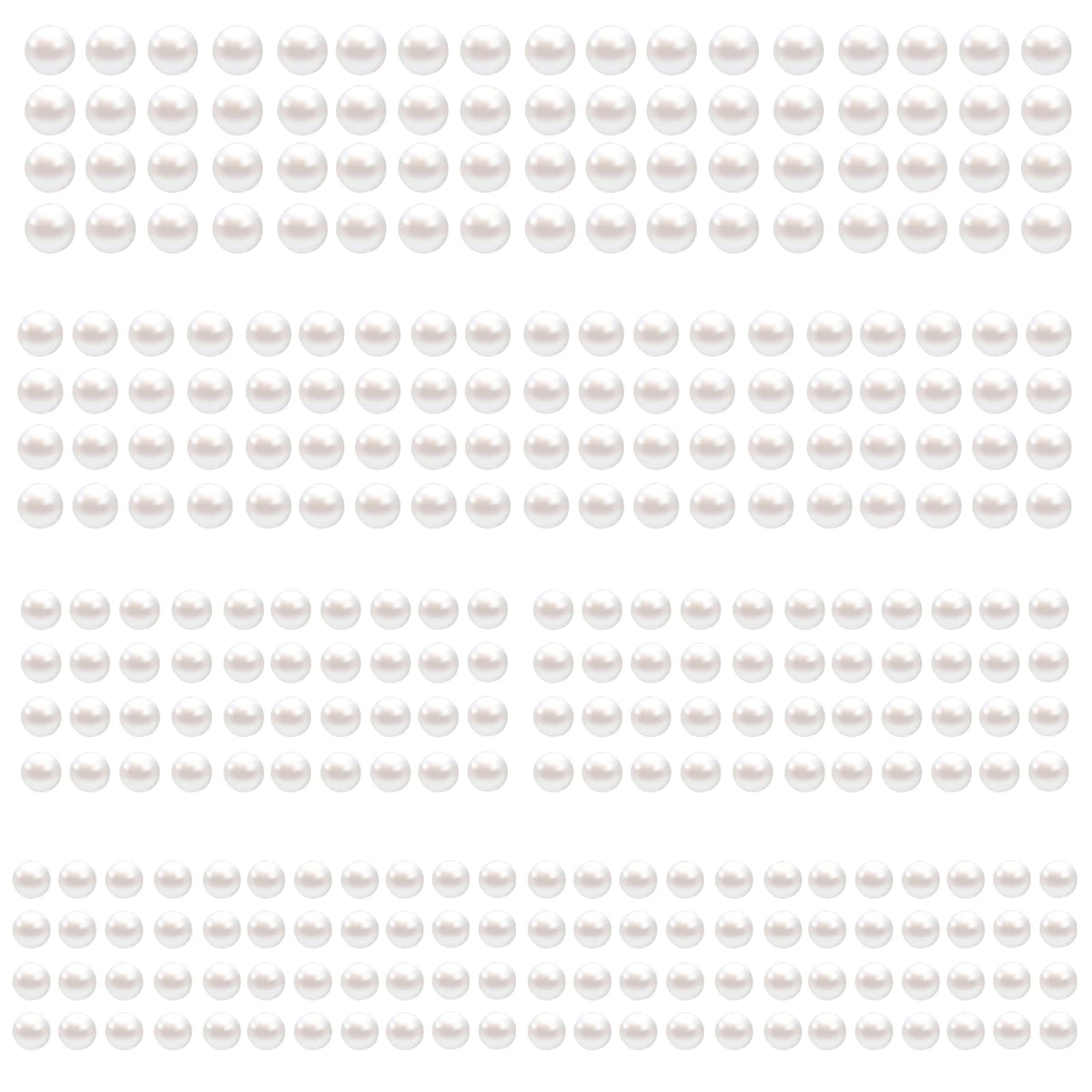 LOMIMOS front sheet showing all four pearl sizes and easy-peel backing benefit