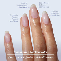 LONDONTOWN milky texture swatch on a nail demonstrating natural brightening benefit
