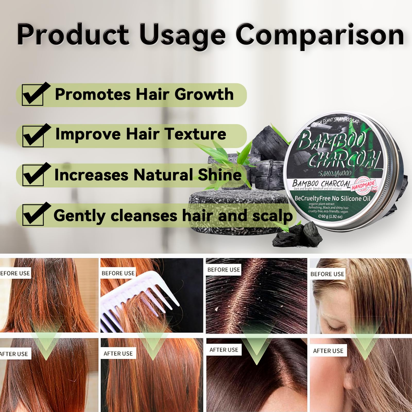 Loobexery before and after hair tone comparison showing darker, shinier appearance