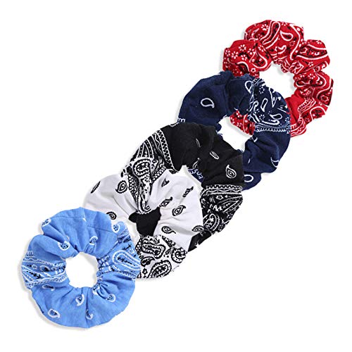LOOKSEVEN red scrunchie paisley detail highlighting vivid print benefit