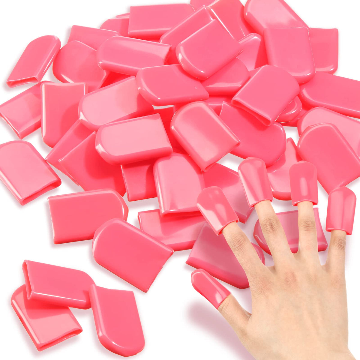 Loopeer front packaging showing 50 pink PVC nail caps, convenient supply