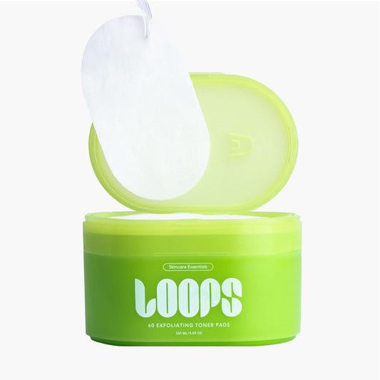 LOOPS close-up Veocell pad texture highlighting gentle exfoliation