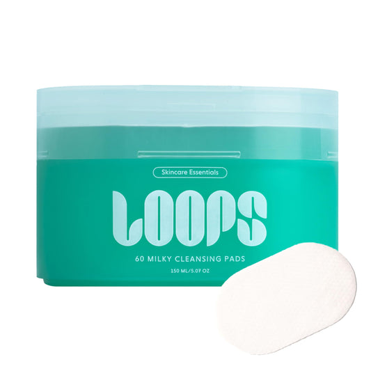 LOOPS front packaging showing 60 pre-soaked bamboo pads and benefits