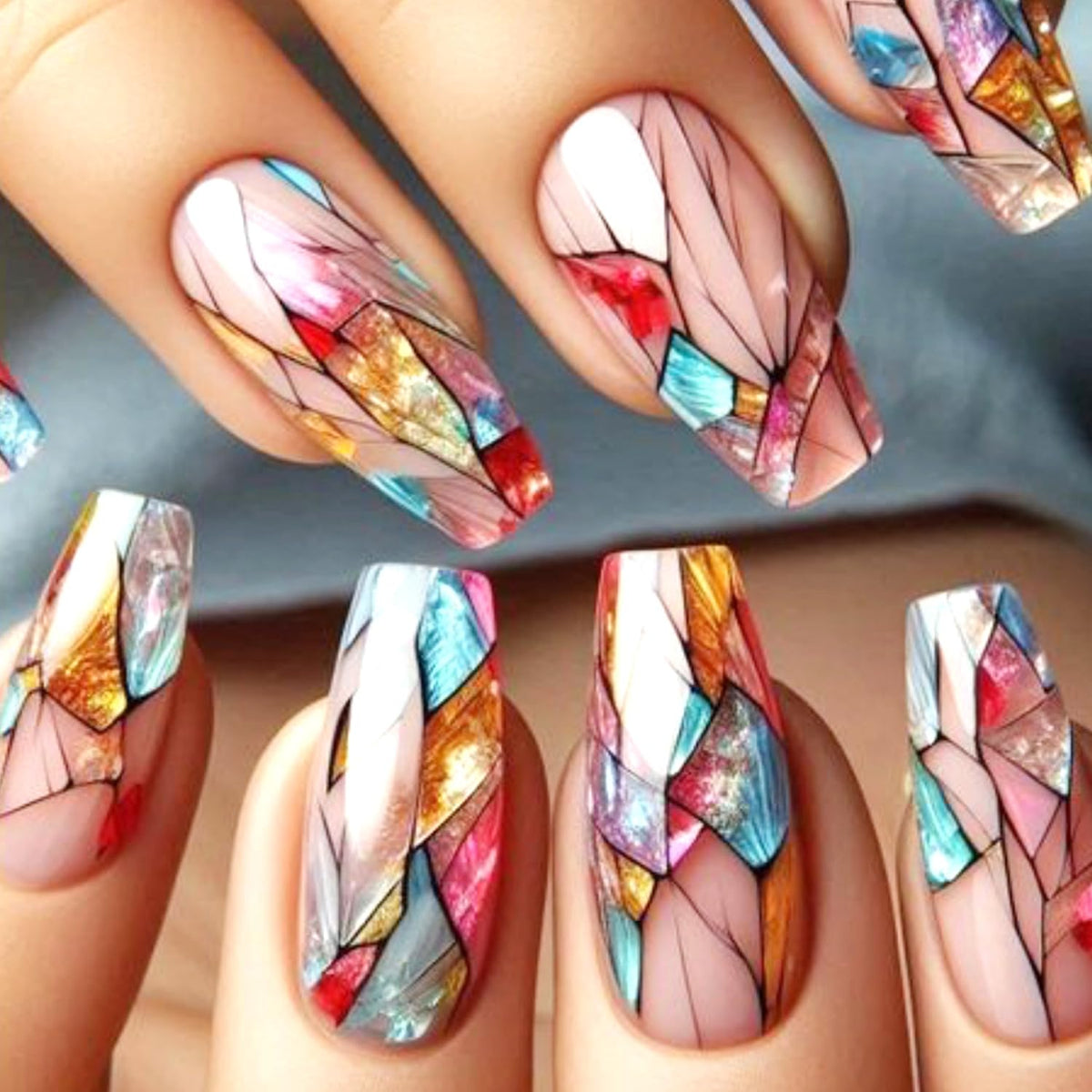 LOPMNGHT front packaging showing 24-piece nude press-on nails and included tools for convenience