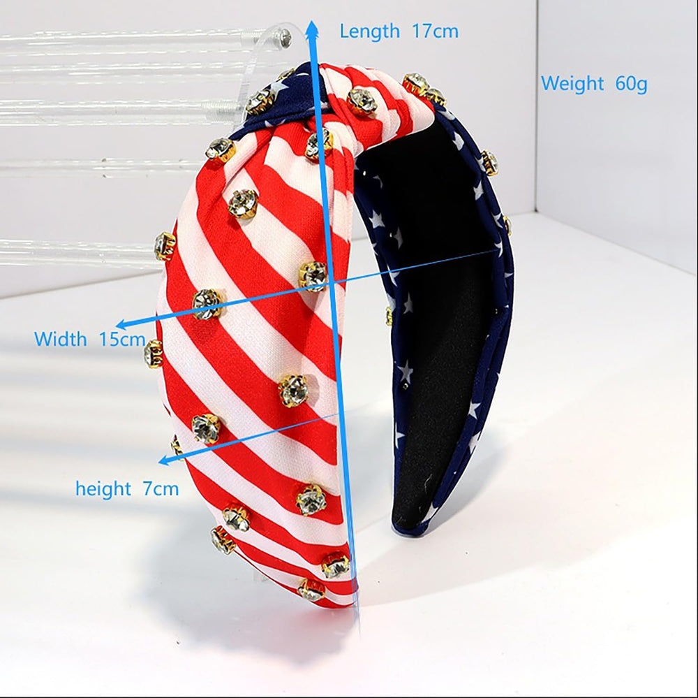 LOPMNGHT headband worn with summer outfit benefit: easy patriotic styling