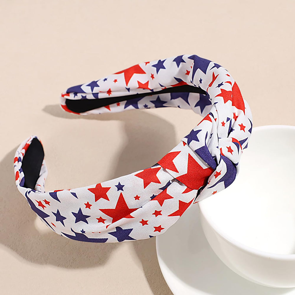 LOPMNGHT headband worn with casual outfit adding patriotic flair to a summer look