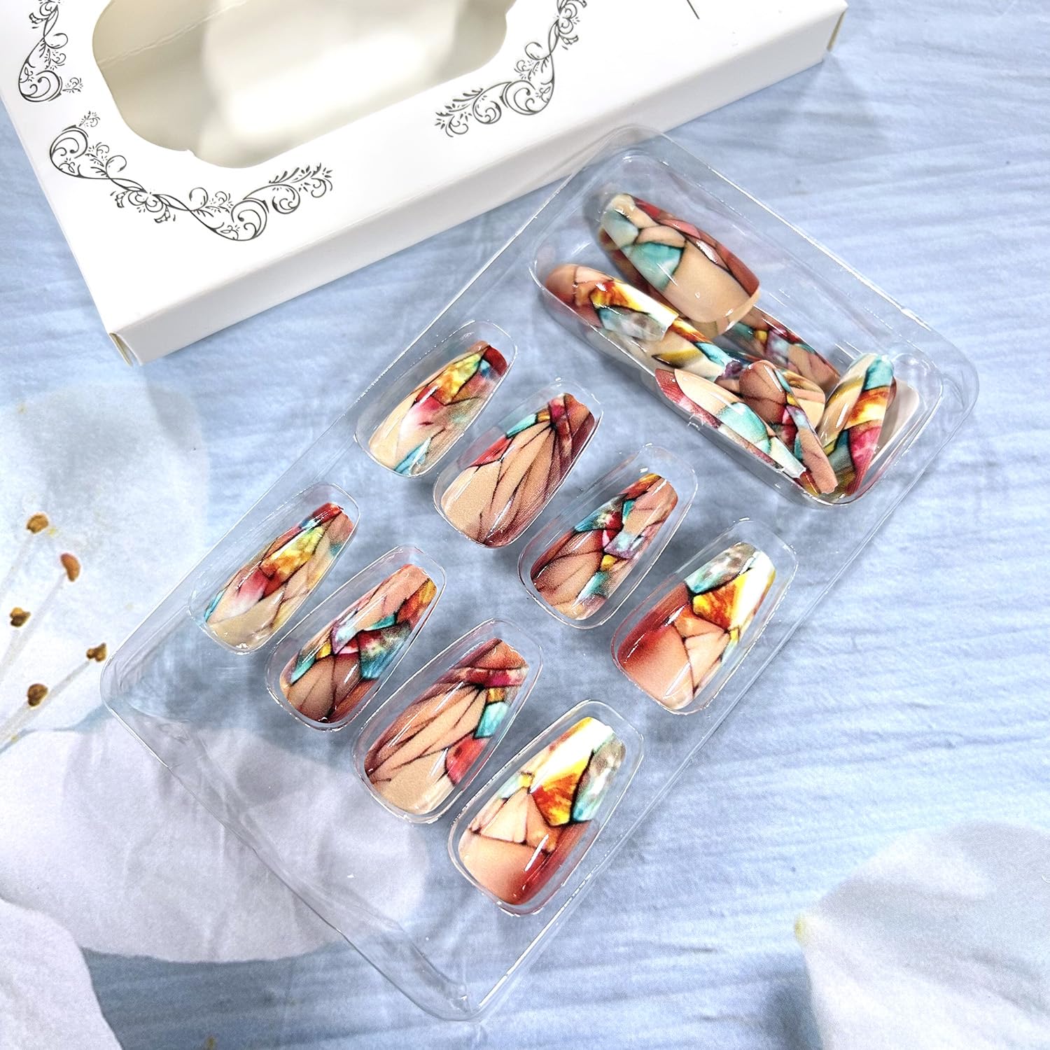 LOPMNGHT included mini file wooden stick and adhesive tabs ready for sizing and prep
