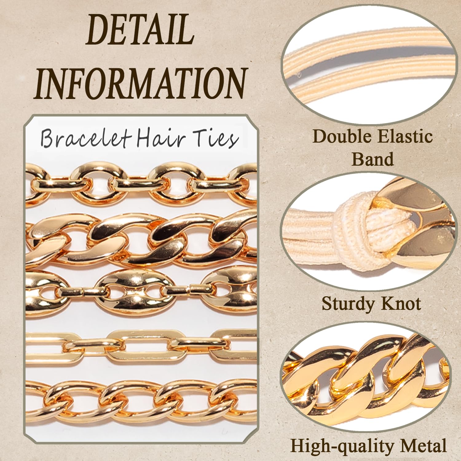 Loqpol close-up of gold metal charms, highlighting durable rust-resistant finish