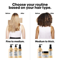 L'Oréal Professionnel Paris before and after hair showing smoother shinier results