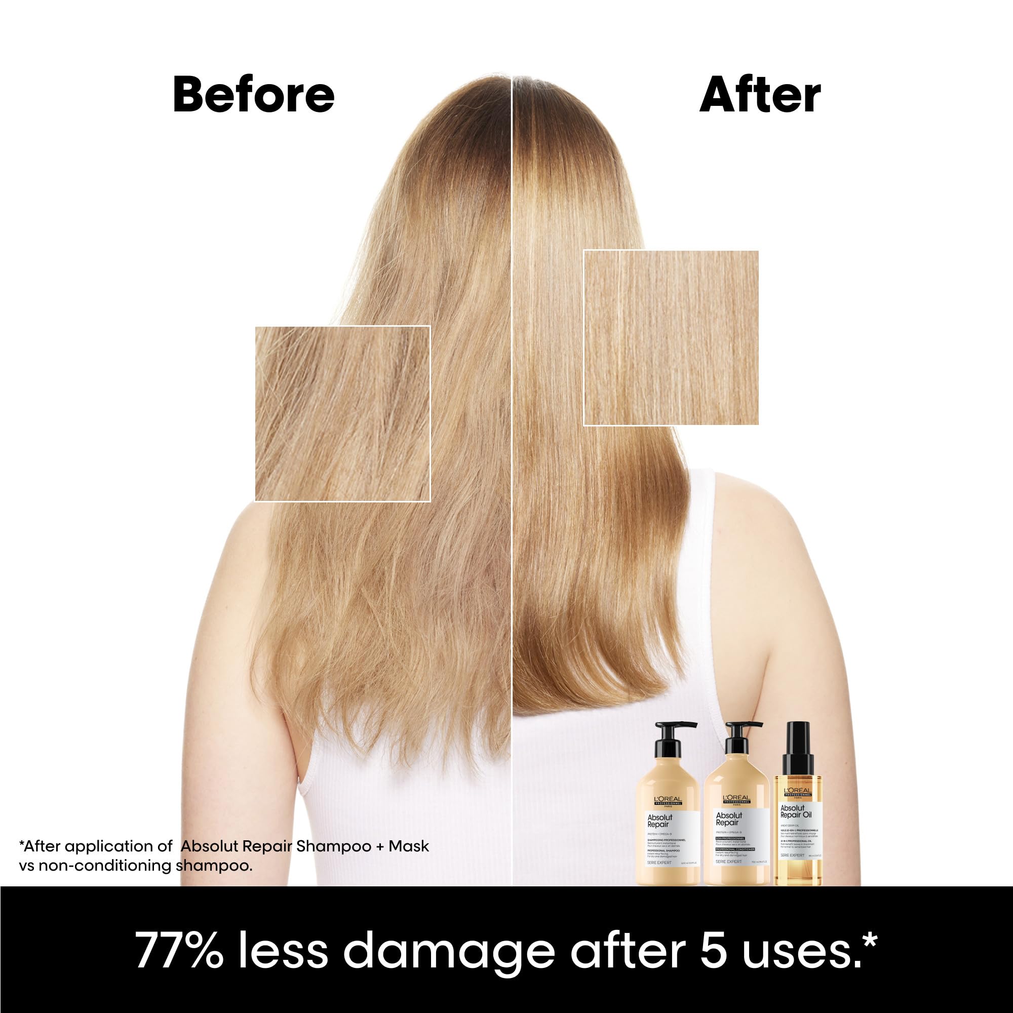 L'Oréal Professionnel close-up label highlighting quinoa and protein