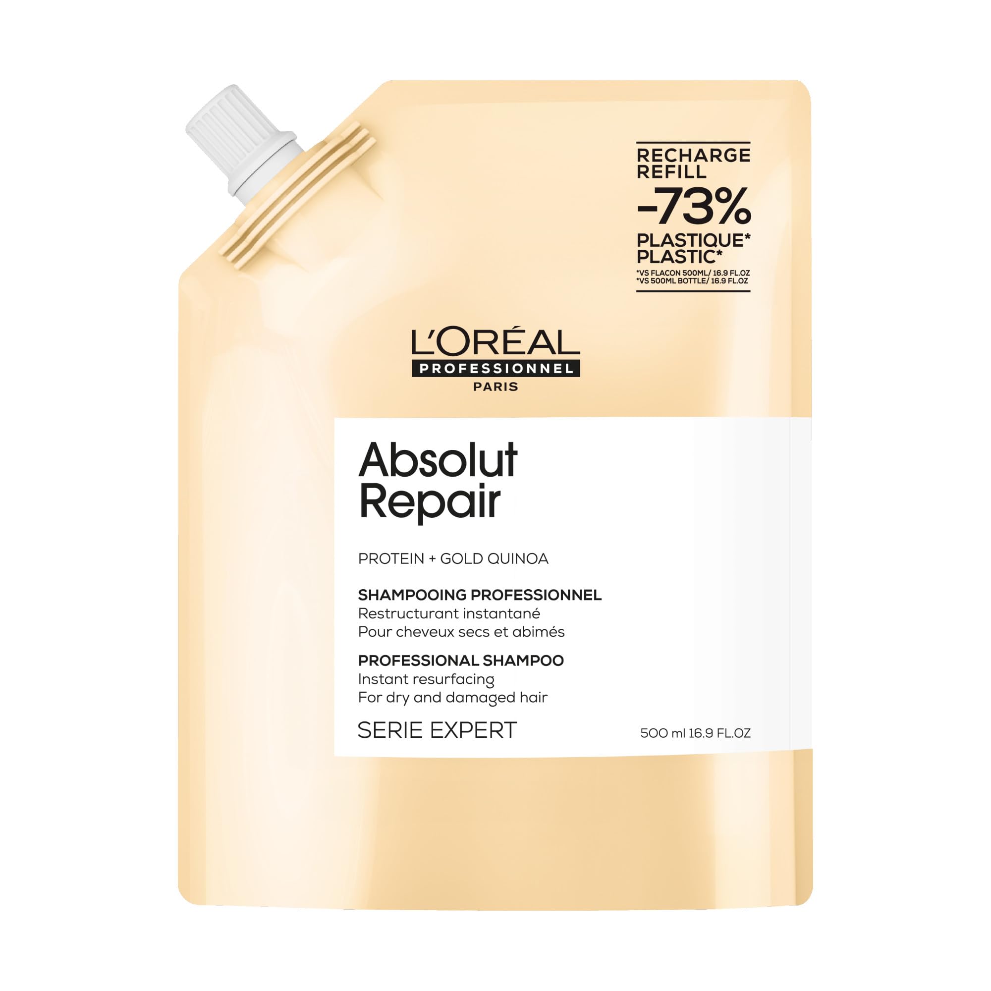 L'Oréal Professionnel Paris refill pouch front view showing packaging and eco benefit