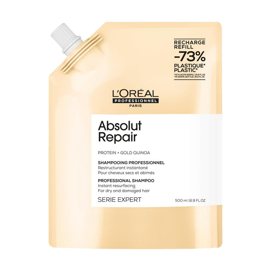 L'Oréal Professionnel Paris refill pouch front view showing packaging and eco benefit