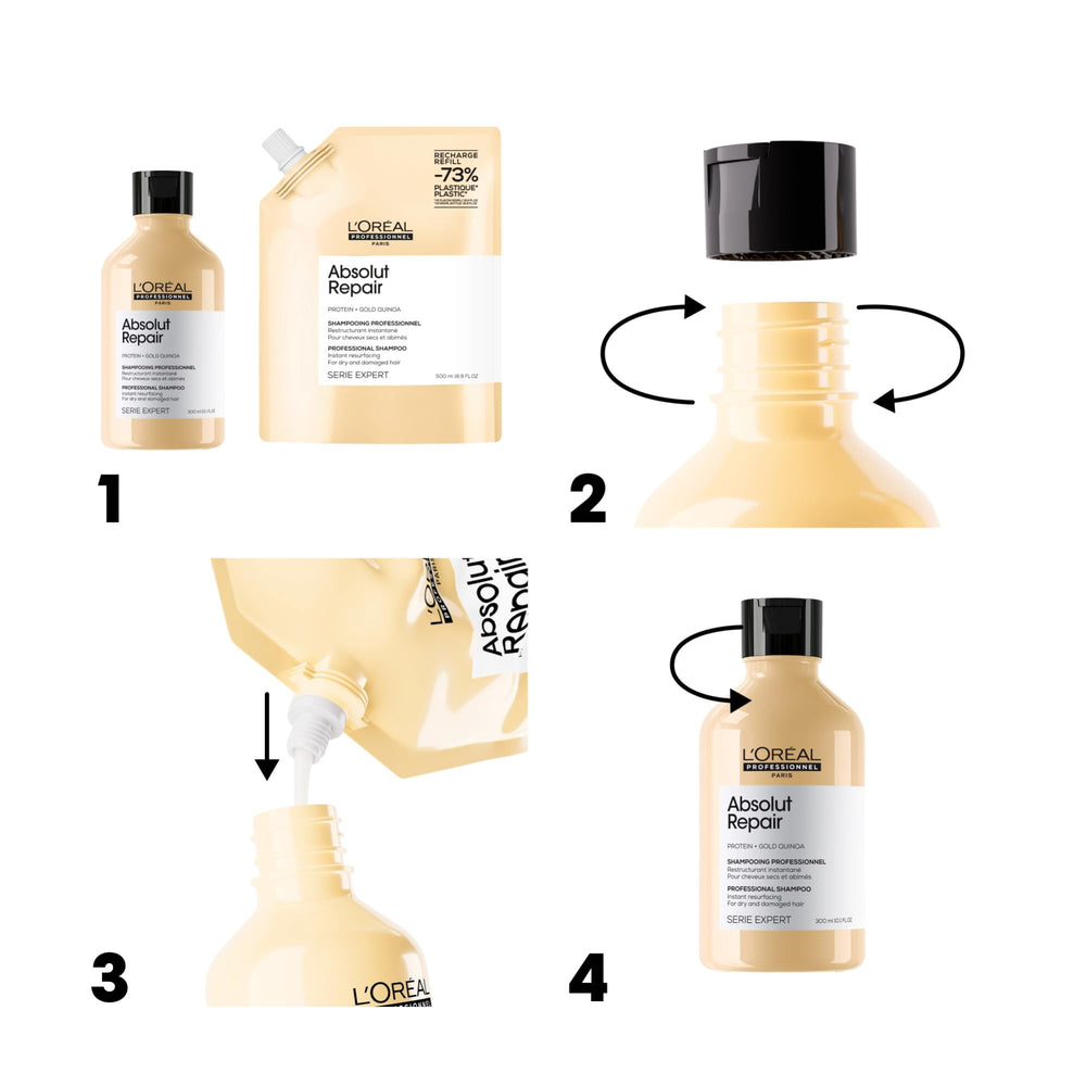 L'Oréal Professionnel Paris label close-up highlighting wheat protein ingredient benefits