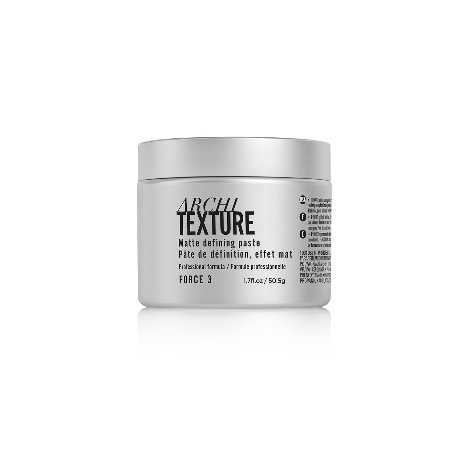 L'Oréal Professionnel jar front view showing sleek packaging and product identity benefits.