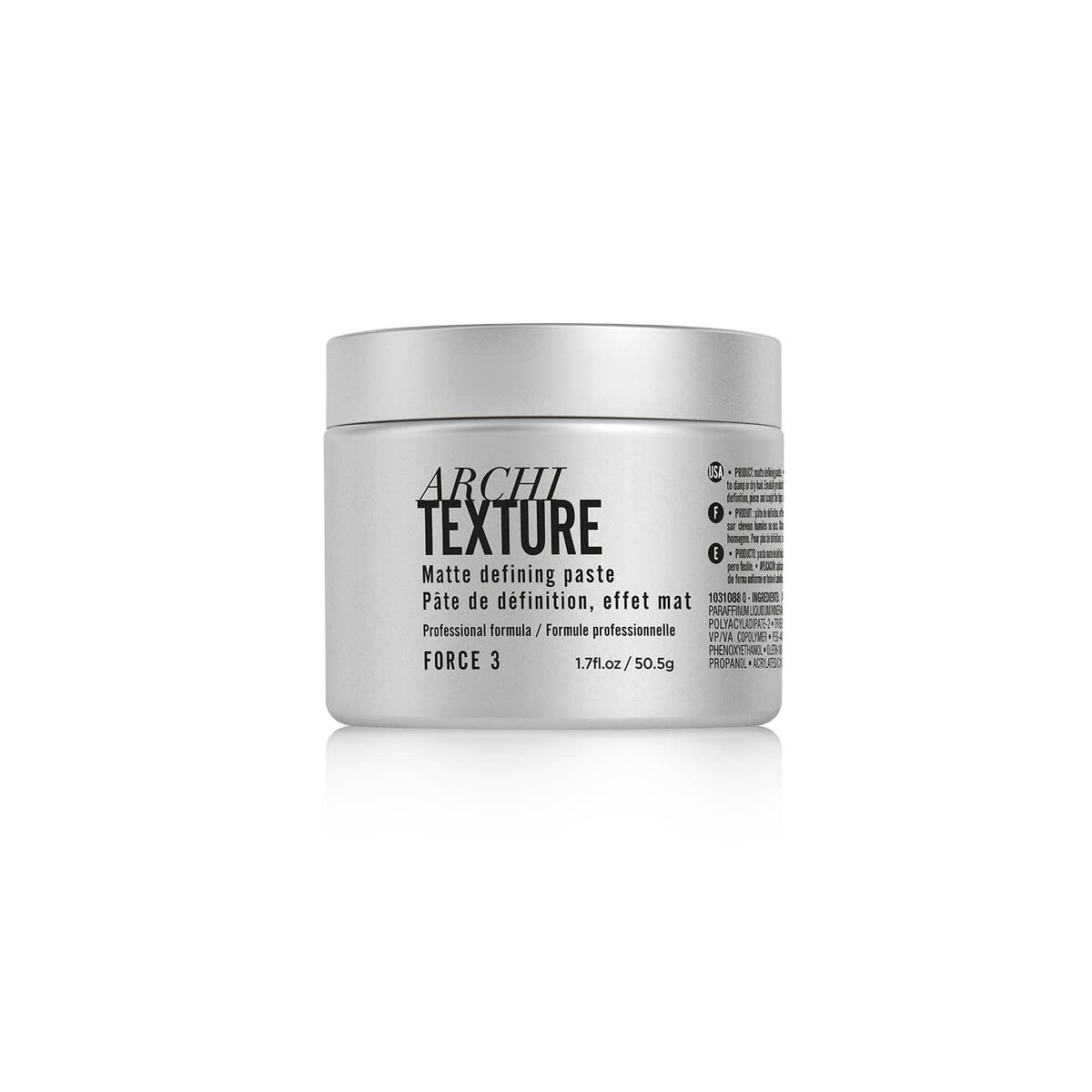 L'Oréal Professionnel jar front view showing sleek packaging and product identity benefits.