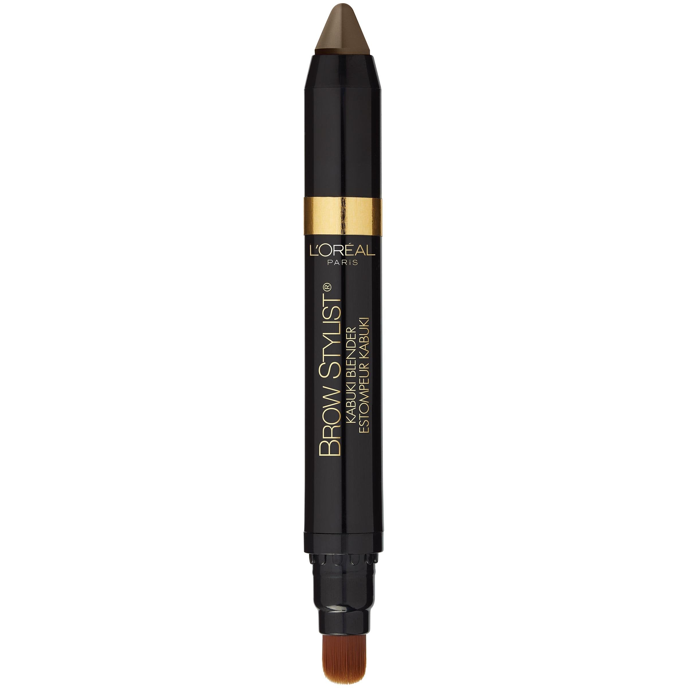 L'Oreal Paris brow crayon in use on a model showing natural fuller brows and quick results
