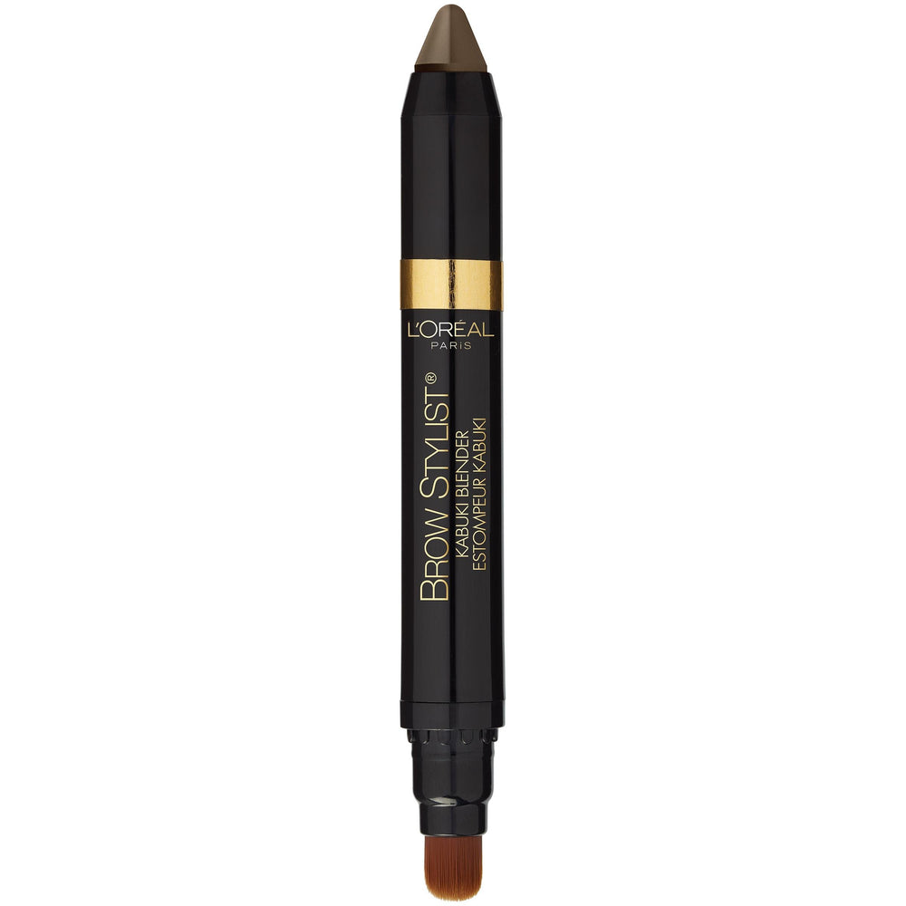 L'Oreal Paris brow crayon in use on a model showing natural fuller brows and quick results