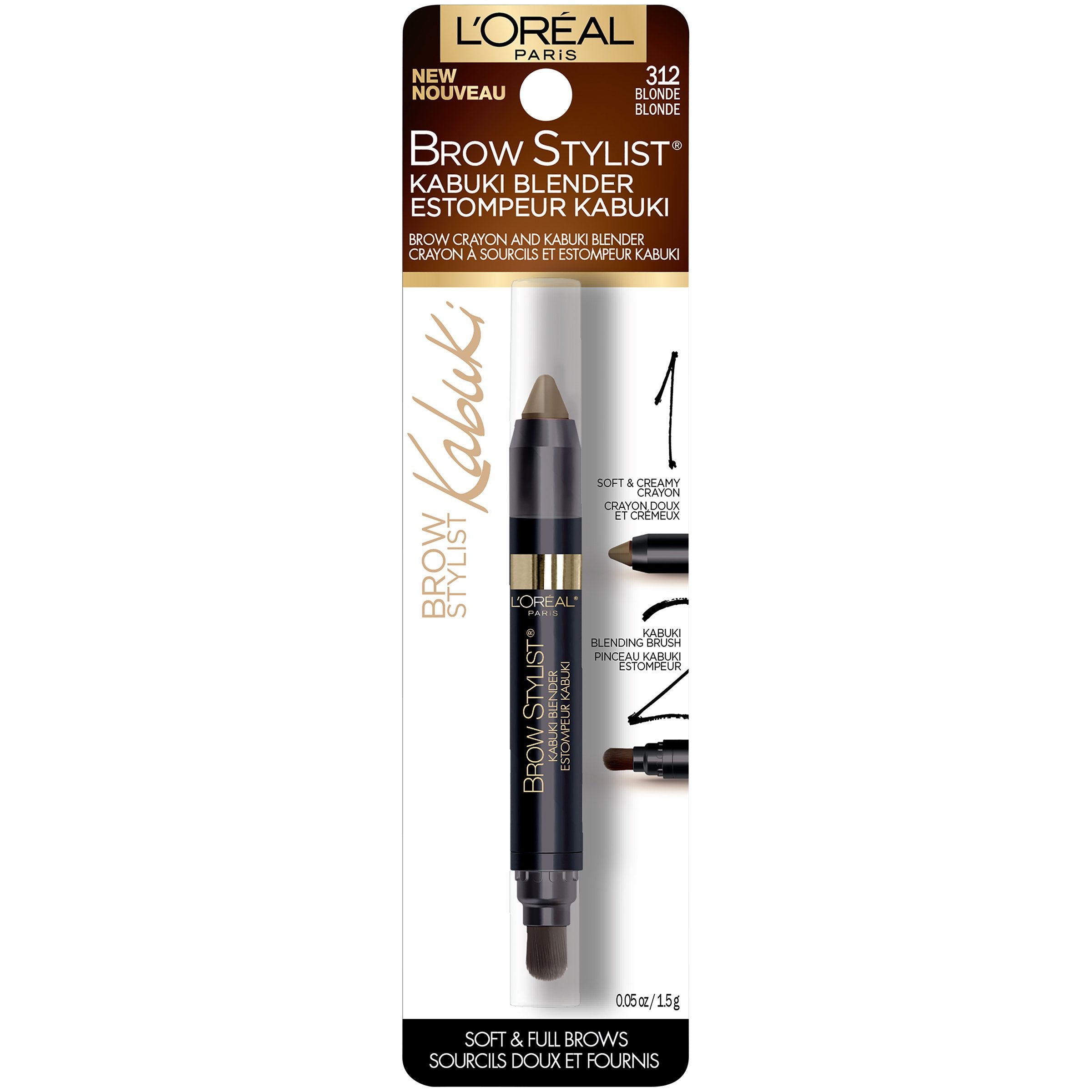 L'Oreal Paris kabuki brush close-up revealing dense bristles for seamless brow blending