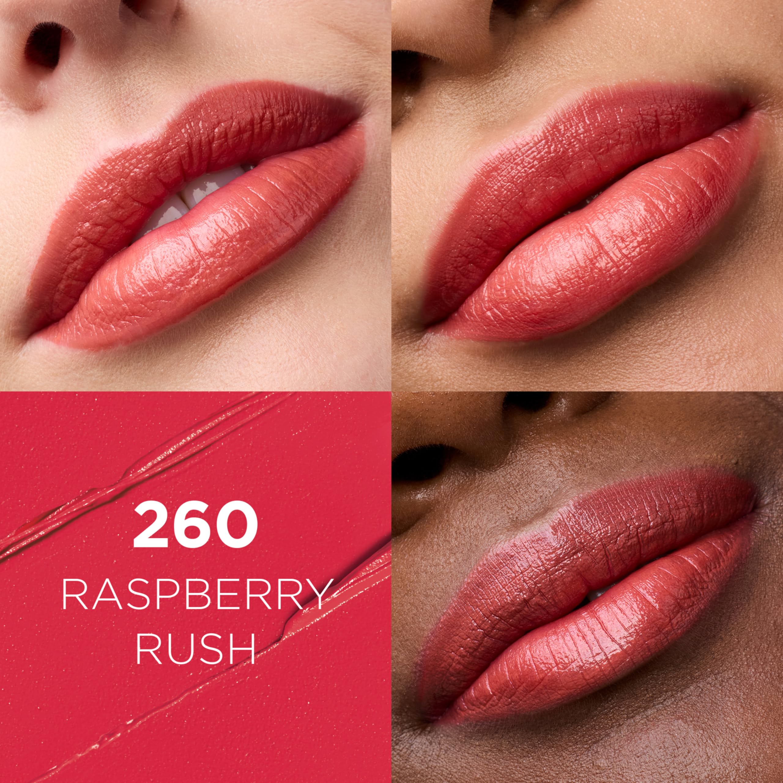 L'Oreal Paris swatch on arm displaying true Raspberry Rush shade and accurate tone