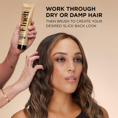 L'Oreal Paris model at event with slick-back style showing elegant results